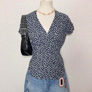 American-vintage Women's Blue and Navy Blouse